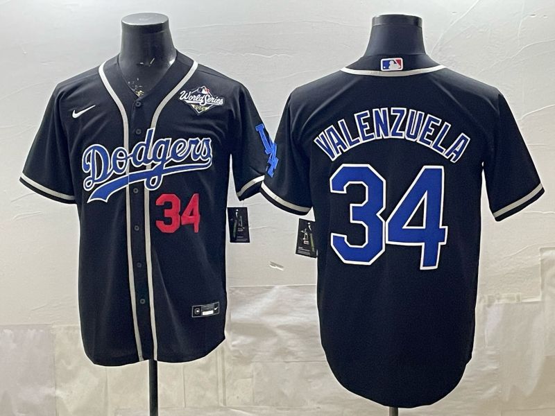 2026 Men Nike Los Angeles Dodgers #34 Valenzuela Black Game MLB Jersey 009